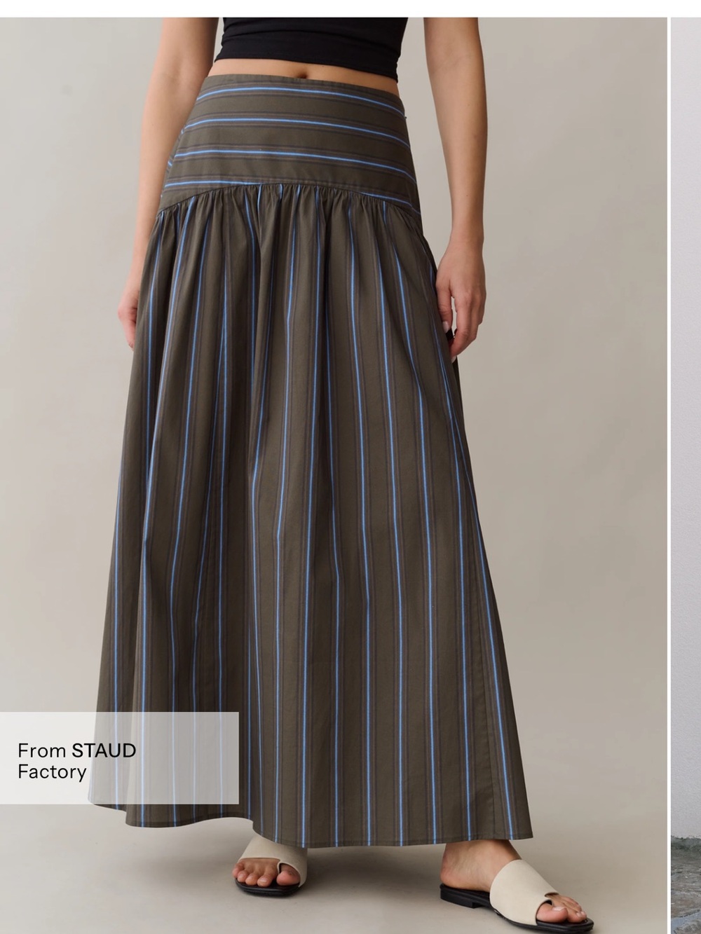 Few Moda Vashti Cotton Dropped waist skirt in Earthy Stripe